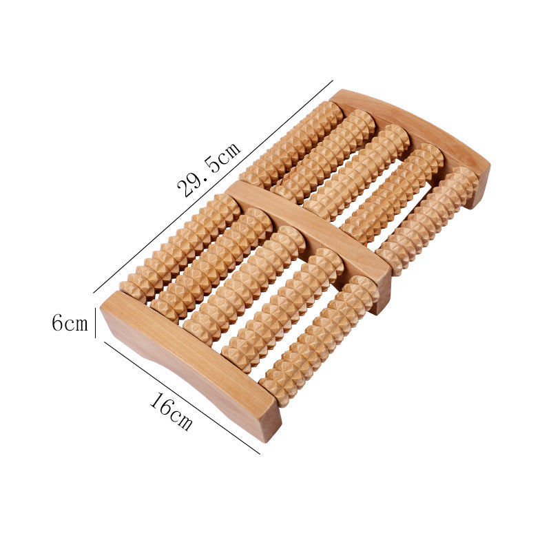 Wood Six Row Large Roller Foot Acupoint Hand Massage Foot Massager.